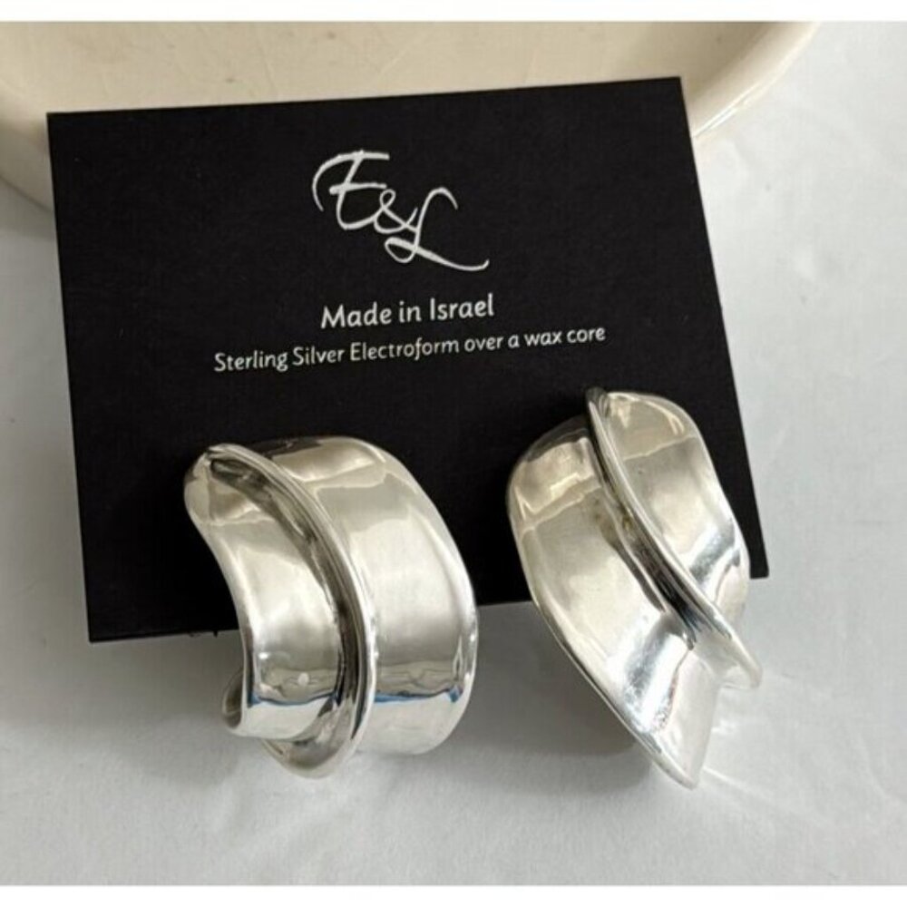 E&L Sterling Silver Electroform Statement Earrings Israel